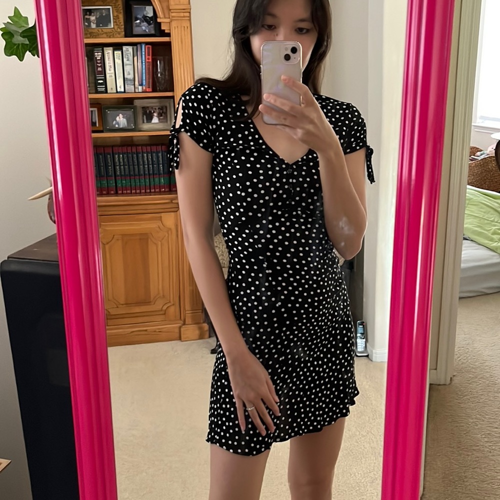 H&M polka dot black dress